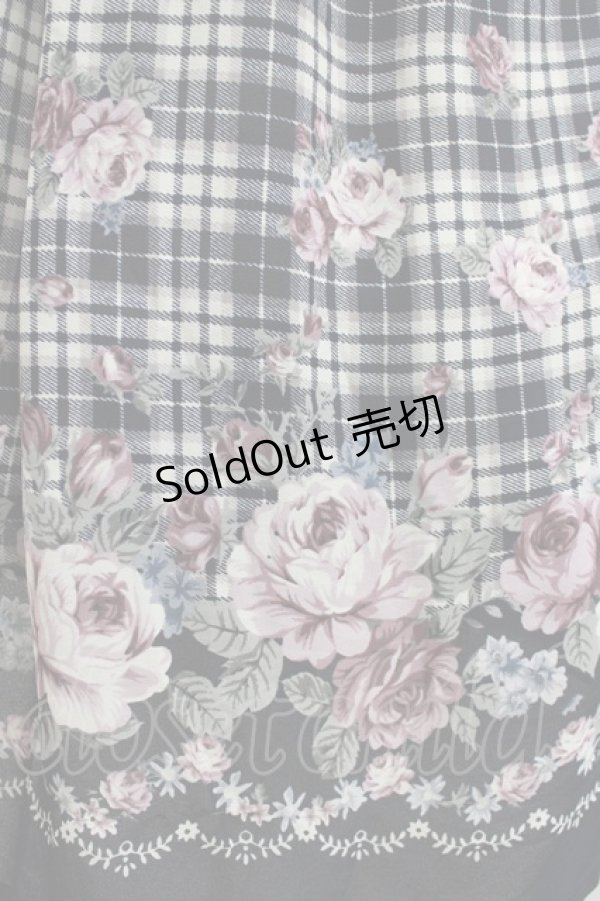 画像4: axes femme / フラワー×チェックワンピース M ネイビー H-26-02-08-014-AX-OP-YZ-ZH (4)