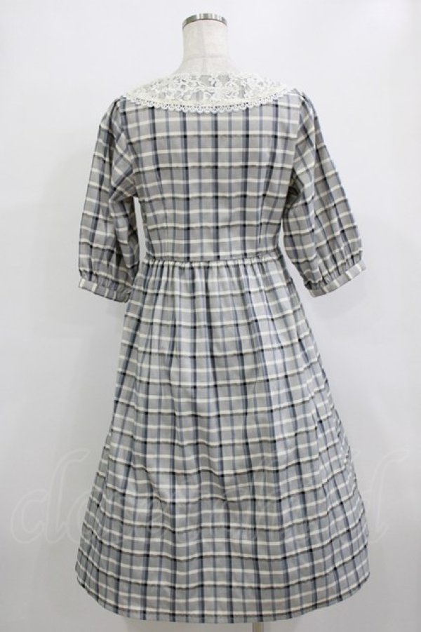 画像3: Fi.n.t / レース衿チェックワンピース Free L/BLUE H-26-02-08-015-CA-OP-NS-ZH (3)