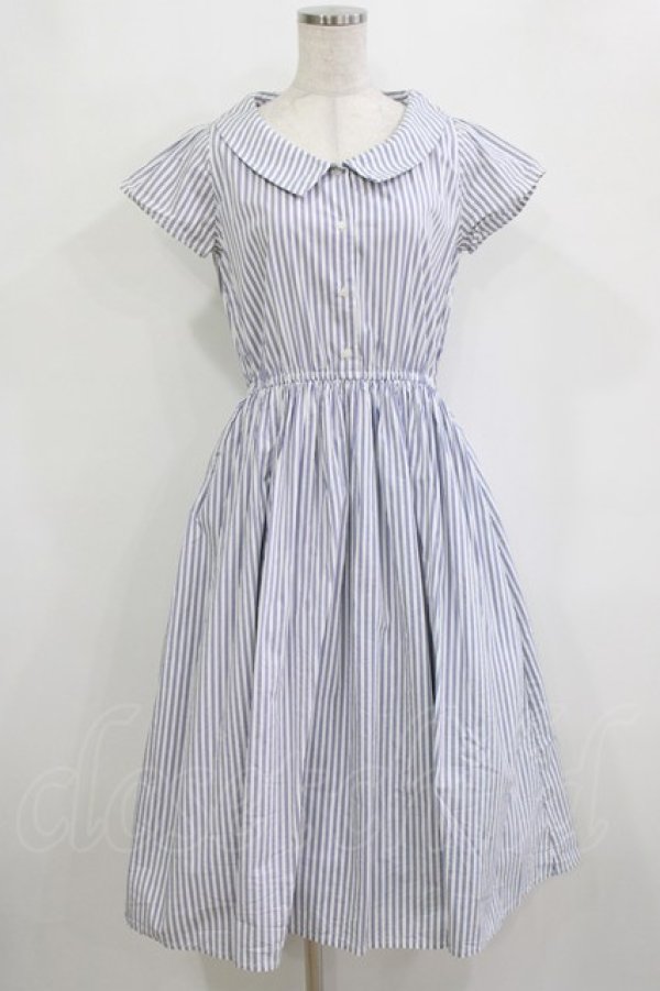 画像1: F&A / フレンチスリーブストライプシャツワンピース Free OFF×NAVY H-26-02-08-017-LO-OP-NS-ZH (1)