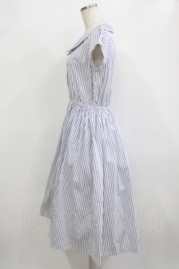 画像2: F&A / フレンチスリーブストライプシャツワンピース Free OFF×NAVY H-26-02-08-017-LO-OP-NS-ZH (2)