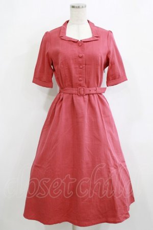 画像: an another angelus / レトロ変型開衿ワンピース Free CORAL RED H-26-02-08-022-CA-OP-NS-ZH