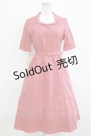 画像: an another angelus / レトロ変型開衿ワンピース Free CORAL RED H-26-02-08-022-CA-OP-NS-ZH