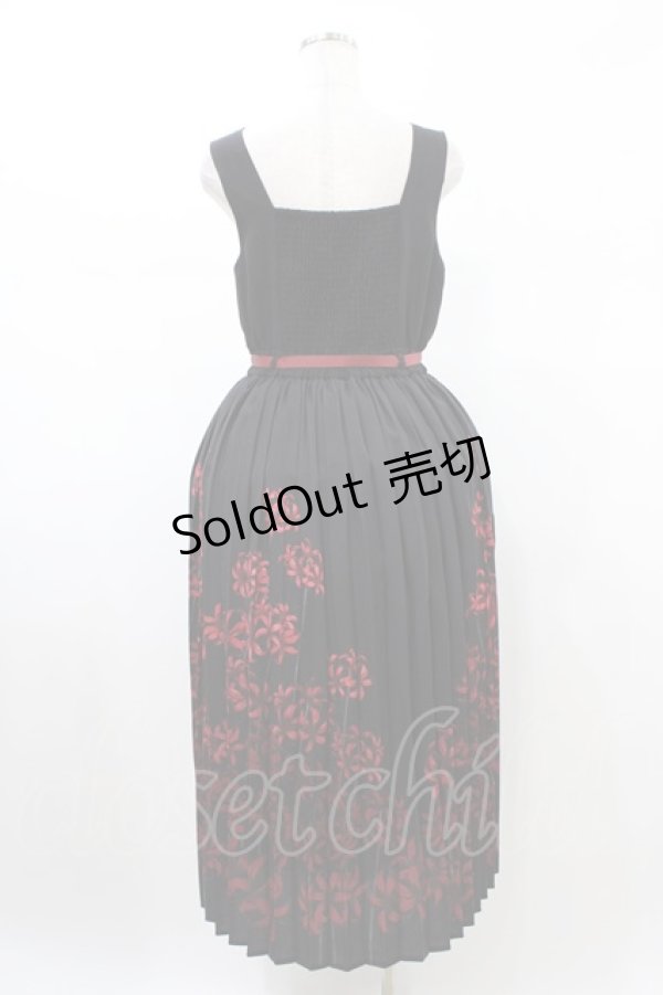 画像2: axes femme / 彼岸花柄プリーツジャンスカ Free ブラック H-26-02-09-039-AX-OP-NS-ZH (2)