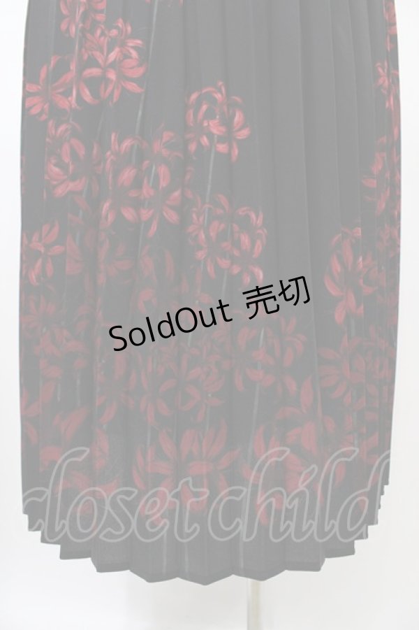 画像3: axes femme / 彼岸花柄プリーツジャンスカ Free ブラック H-26-02-09-039-AX-OP-NS-ZH (3)