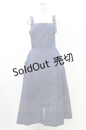 画像: axes femme / センタージップデニムジャンパースカート Free インディゴ H-26-02-09-042-AX-OP-NS-ZH