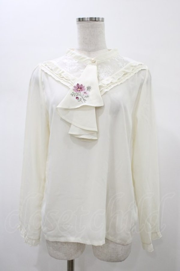 画像1: axes femme / コスモス刺繍ブラウスプルオーバー Free 生成り H-26-02-09-054-AX-BL-NS-ZH (1)