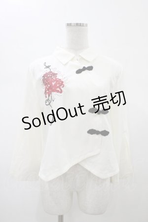 画像: axes femme / 彼岸花柄ショートシャツ M オフ H-26-02-09-058-AX-BL-NS-ZH