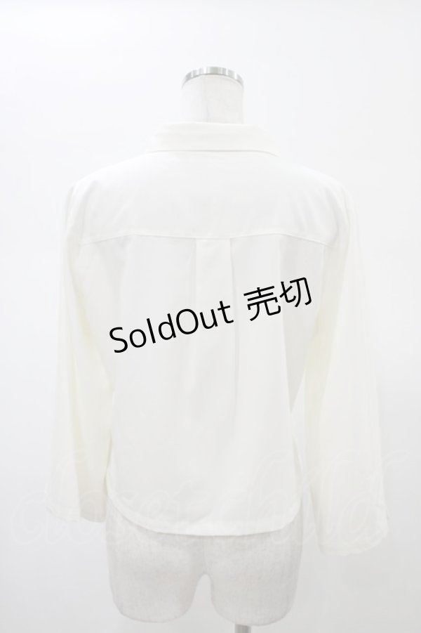 画像2: axes femme / 彼岸花柄ショートシャツ M オフ H-26-02-09-058-AX-BL-NS-ZH (2)