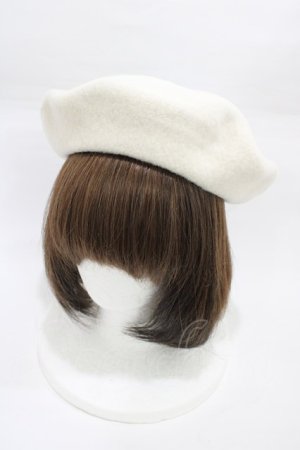 画像: Amavel / ファーポン付レースアップフェルトベレー  オフ/サックス H-26-02-09-008-CA-AC-NS-ZH