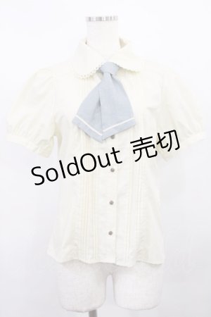 画像: Kurumi Collaboration / マリンアカデミアブラウス L 生成り/サックス H-26-02-09-1014-EL-BL-NS-ZH