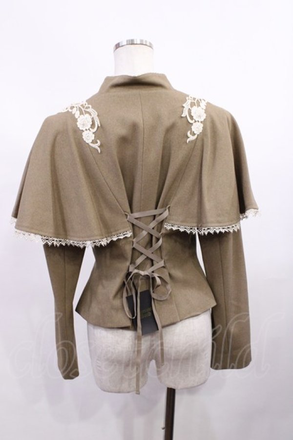 画像2: Innocent World / つる薔薇レースケープ付きショートコート L モカ×生成/Mocha×Beige H-26-02-09-1017-IW-CO-NS-ZH (2)