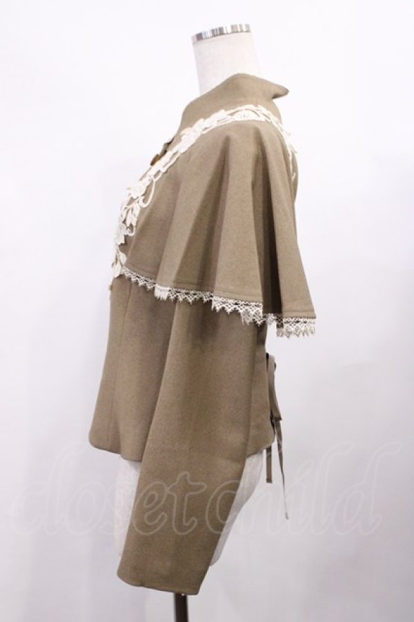 画像3: Innocent World / つる薔薇レースケープ付きショートコート L モカ×生成/Mocha×Beige H-26-02-09-1017-IW-CO-NS-ZH (3)