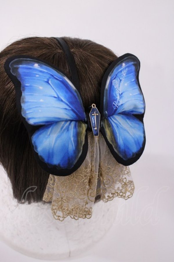 画像2: Royal Princess Alice / Morpho Butterfly粟木こぼねコラボ カチューシャ  ブルー H-26-02-09-1024-LO-AC-NS-ZH (2)