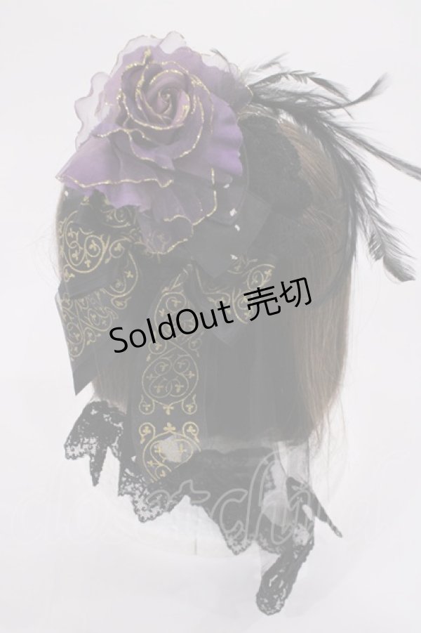 画像2: ALICE and the PIRATES / 星影のカルナヴァル柄ヘッドドレスカチューシャ  ブラック H-26-02-09-1025-PA-AC-NS-ZH (2)