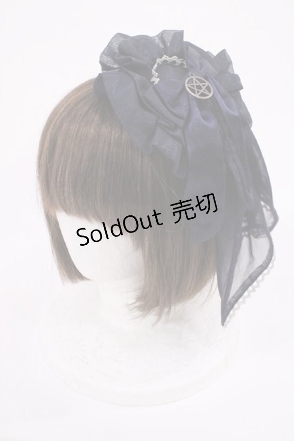 画像1: metamorphose / Magical moon light サイドフリル円形カチューシャ  ネイビー H-26-02-09-1026-ME-AC-NS-ZH (1)