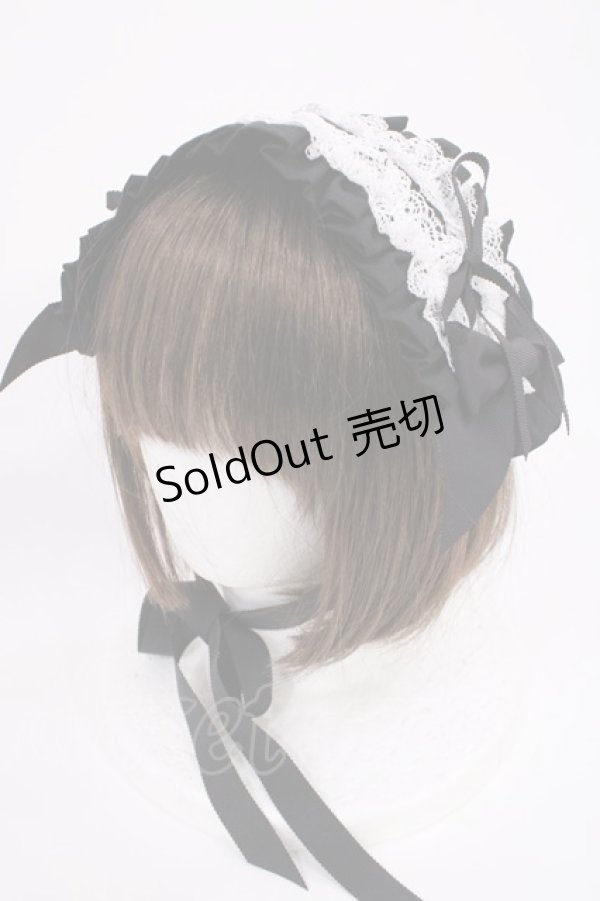 画像1: ALICE and the PIRATES / フランチェスカフリルヘッドドレス  ブラック H-26-02-09-1029-PA-AC-NS-ZH (1)