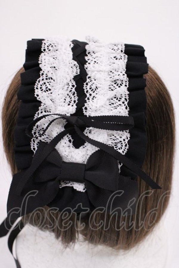 画像2: ALICE and the PIRATES / フランチェスカフリルヘッドドレス  ブラック H-26-02-09-1029-PA-AC-NS-ZH (2)