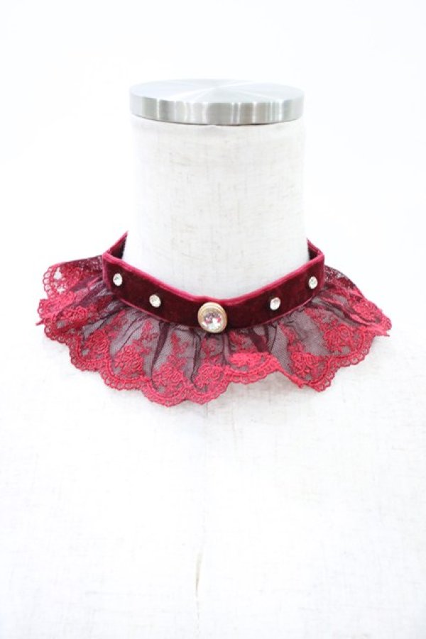 画像1: Virally / 星名桜子/レースチョーカー  ワイン H-26-02-09-010-0-AC-NS-ZH (1)