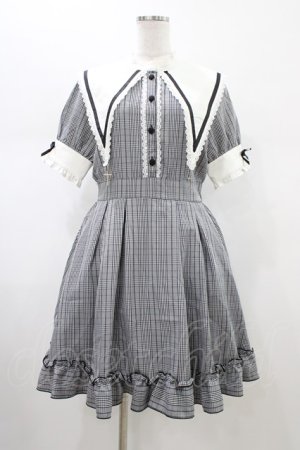 画像: DearMyLove / 襟刺繍チェックワンピース L ブラック H-26-02-09-025-EL-OP-NS-ZH