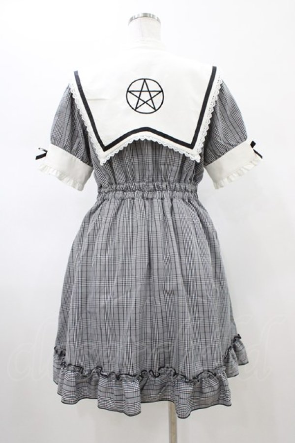 画像2: DearMyLove / 襟刺繍チェックワンピース L ブラック H-26-02-09-025-EL-OP-NS-ZH (2)