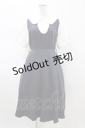 画像: axes femme / ストライプ柄ドッキングワンピース Free ネイビー H-26-02-09-027-AX-OP-NS-ZH