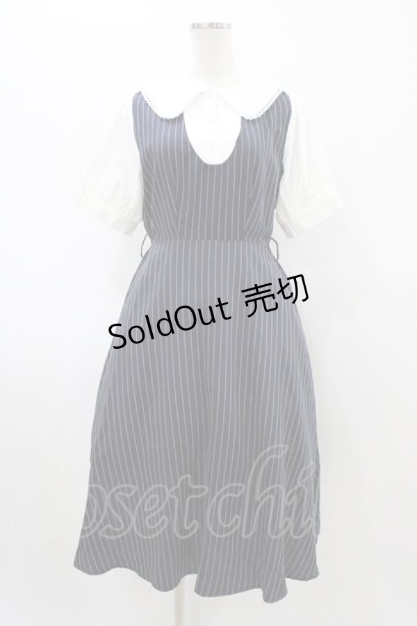 画像1: axes femme / ストライプ柄ドッキングワンピース Free ネイビー H-26-02-09-027-AX-OP-NS-ZH (1)