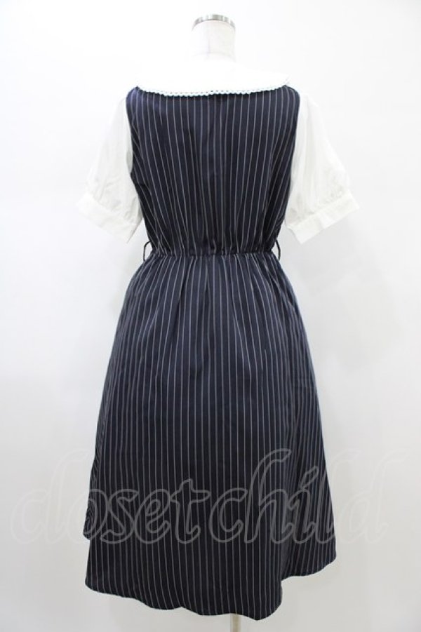画像2: axes femme / ストライプ柄ドッキングワンピース Free ネイビー H-26-02-09-027-AX-OP-NS-ZH (2)