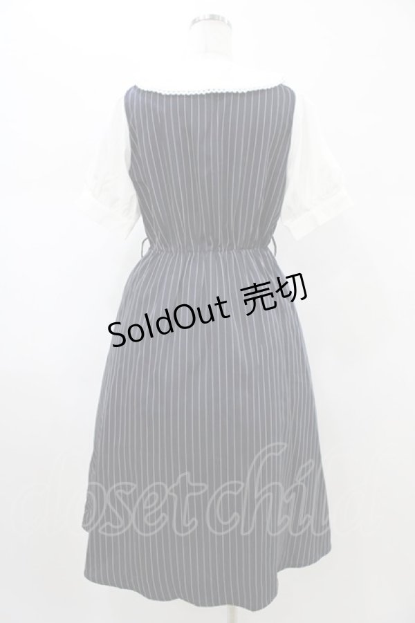 画像2: axes femme / ストライプ柄ドッキングワンピース Free ネイビー H-26-02-09-027-AX-OP-NS-ZH (2)