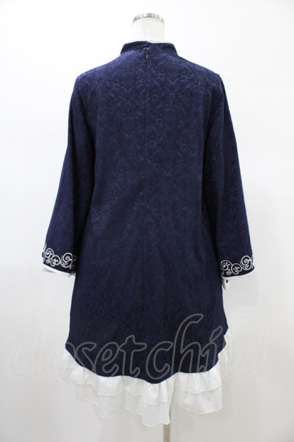 画像2: To Alice / ジャガードワンピース M ネイビー H-26-02-09-028-LO-OP-NS-ZH (2)