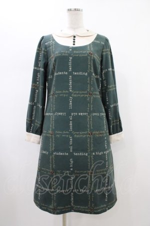 画像: Fi.n.t / ヨーク切替タイプライター柄ワンピース Free グリーン H-26-02-09-030-CA-OP-NS-ZH