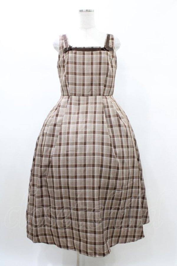 画像1: m petit by misako / AMCHKスクエアネックジャンパースカート LL ブラウン H-26-02-09-037-LO-OP-NS-ZH (1)