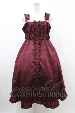 画像: Cherirulu Chocola / リボン柄ジャンパースカート L ボルドー H-26-02-09-038-0-OP-NS-ZH