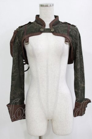 画像: OZZ ANGELO / プリントショートボレロジャケット  カーキ H-26-02-10-028-OO-JA-KB-ZH