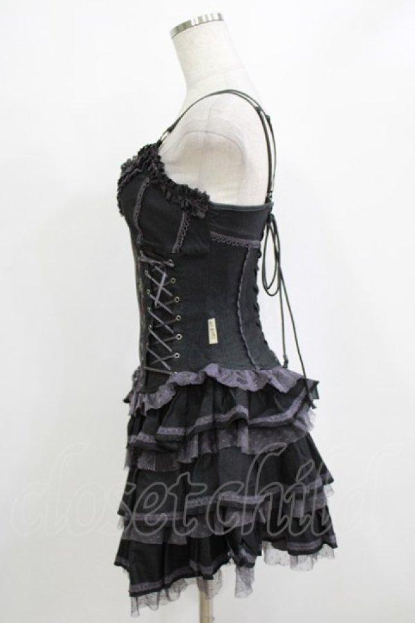 画像2: OZZ ANGELO / 薔薇刺繍フリルビスチェワンピース  グレー H-26-02-10-036-OO-OP-KB-ZH (2)