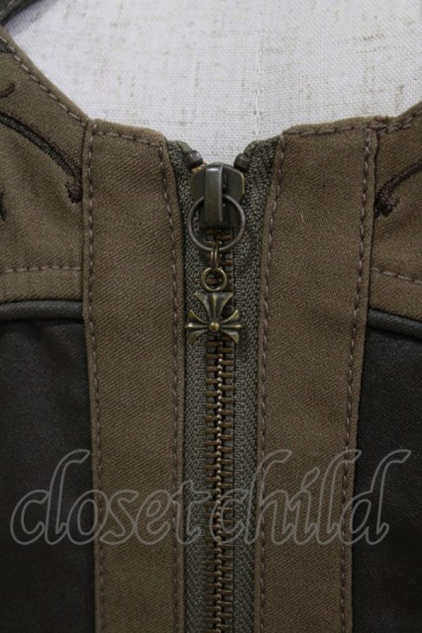 画像4: Ozz Croce / 刺繍ロングZIPベスト  茶 H-26-02-10-037-OO-TO-KB-ZH (4)