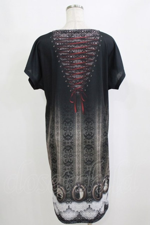 画像3: abilletage / トロンプルイユTシャツワンピース(Round frame)  ブラック H-26-02-10-039-GO-OP-KB-ZH (3)