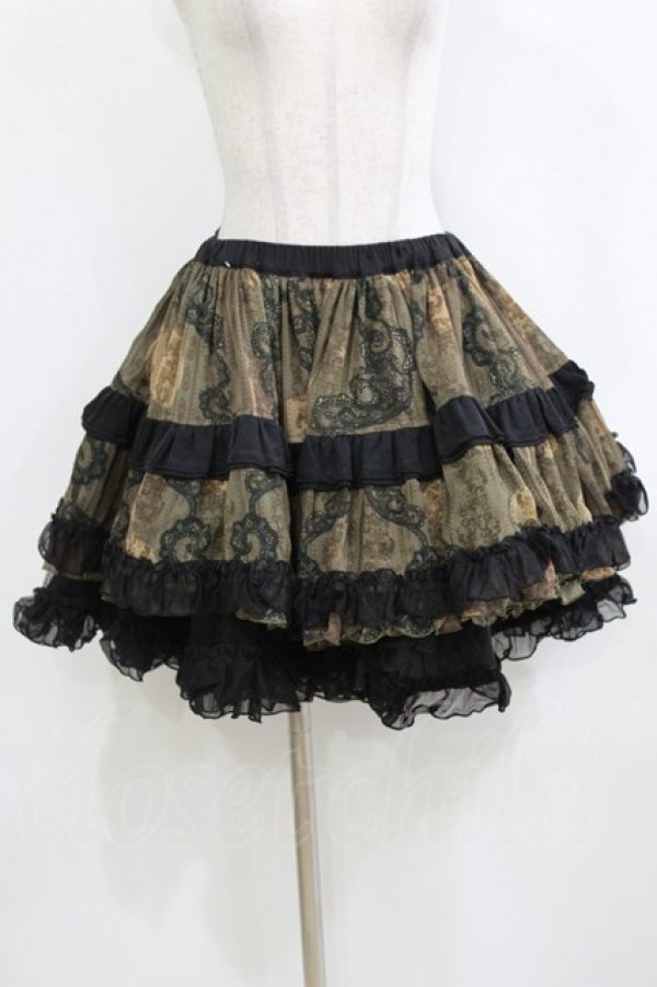 画像1: STEAM / プリントフリルギャザースカート  カーキ H-26-02-10-044-HN-SK-KB-ZH (1)