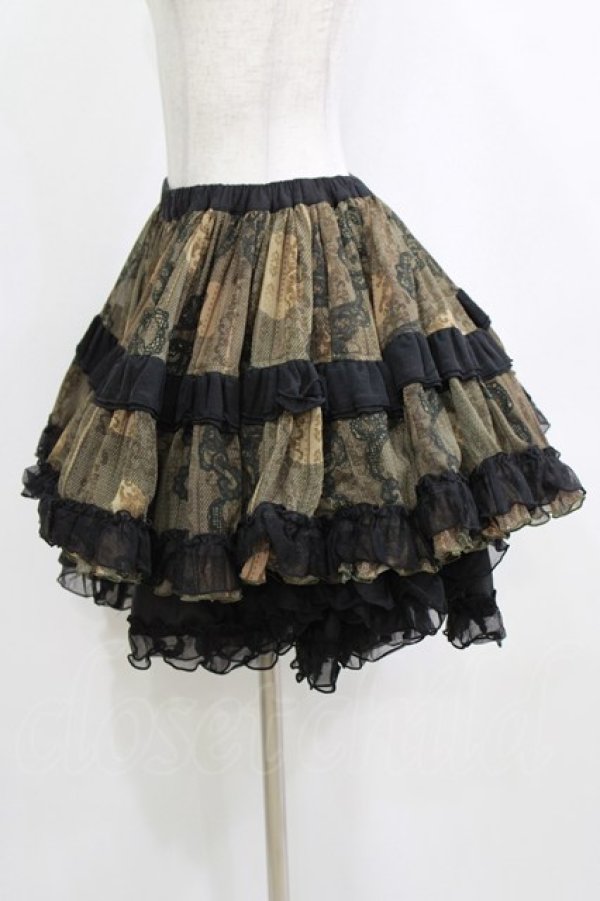 画像2: STEAM / プリントフリルギャザースカート  カーキ H-26-02-10-044-HN-SK-KB-ZH (2)