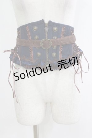 画像: OZZ ANGELO / ベルト付ショートコルセット  ネイビー×ブラウン H-26-02-10-048-OO-ZA-KB-ZH