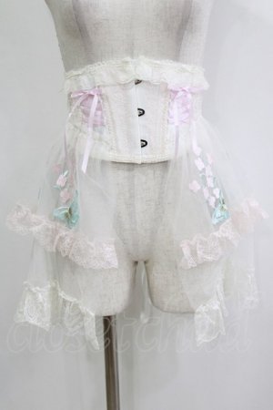 画像: MR corset / 刺繍ショートコルセット  ホワイト H-26-02-10-049-PU-ZA-KB-ZH