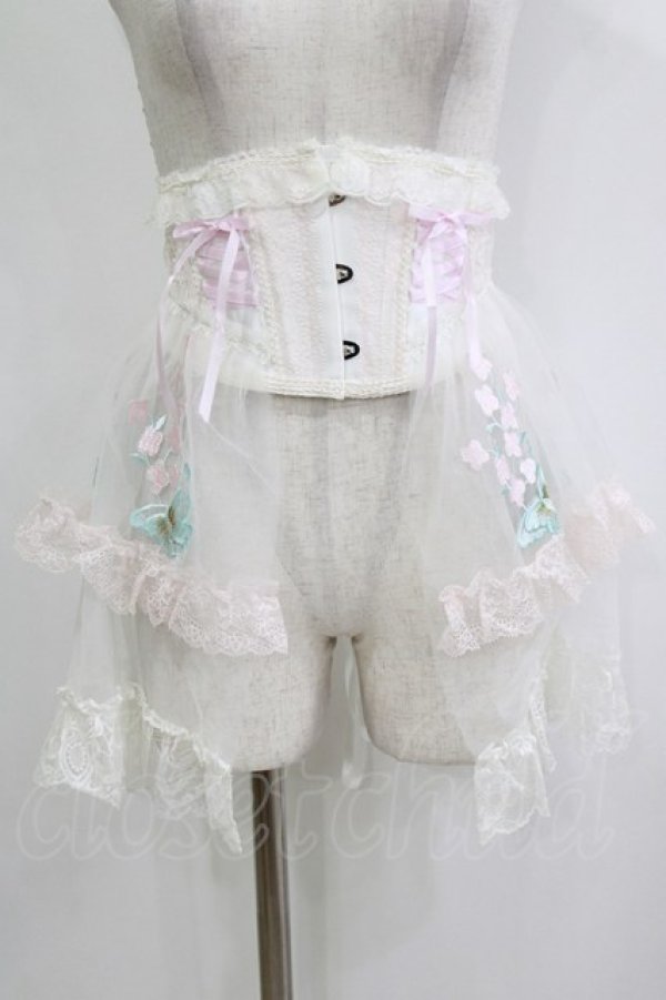 画像1: MR corset / 刺繍ショートコルセット  ホワイト H-26-02-10-049-PU-ZA-KB-ZH (1)