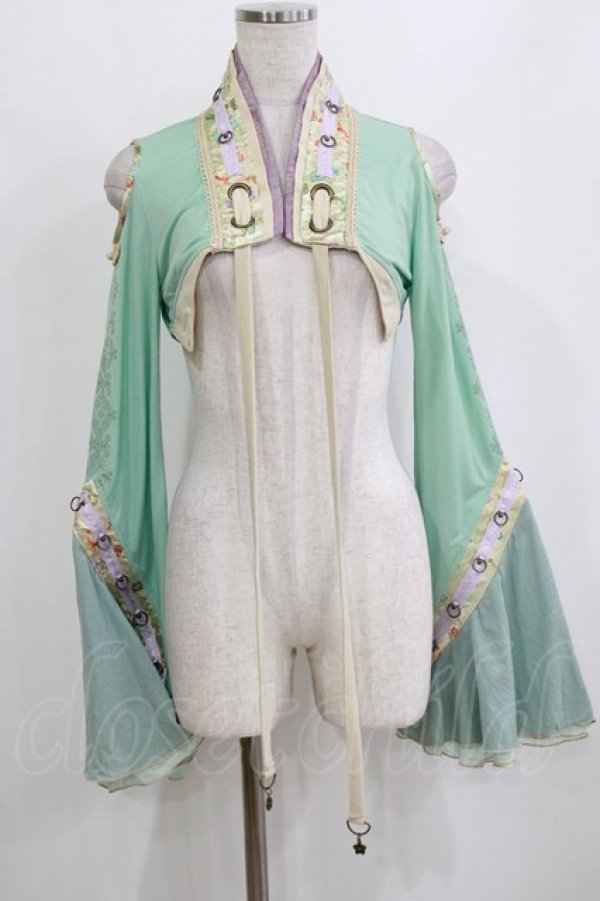 画像1: Ozz oneste / 和チャイナショートボレロ  グリーン H-26-02-10-050-OO-TO-KB-ZH (1)