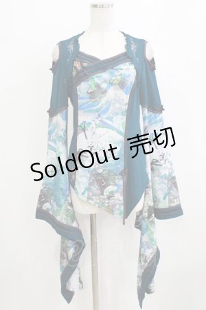 画像: Ozz oneste / 和チャイナ着物トップス  ブルーグリーン H-26-02-10-051-OO-TO-KB-ZH