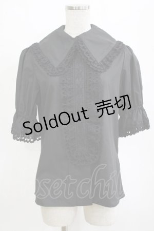 画像: Moi-meme-Moitie / スカラップコットンレースパフ袖ブラウス 9号 黒 H-26-02-10-055-MO-BL-KB-ZH