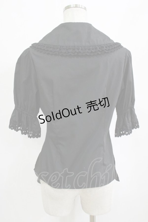 画像3: Moi-meme-Moitie / スカラップコットンレースパフ袖ブラウス 9号 黒 H-26-02-10-055-MO-BL-KB-ZH (3)