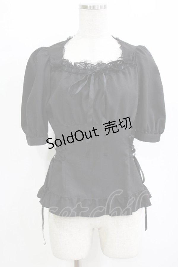 画像1: MIHO MATSUDA / レースアップブラウス  ブラック H-26-02-10-056-GO-BL-KB-ZH (1)