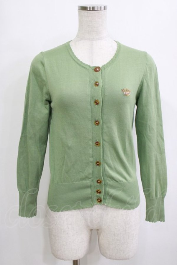 画像1: Jane Marple / クラウンEmbカーディガン  グリーン H-26-02-10-064-JM-TO-KB-ZH (1)