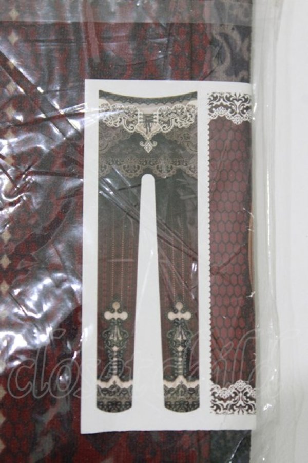 画像3: abilletage / ANKLE DECORATION DIAMOND＆CLUB コルセットタイツ  レッド H-26-02-10-070-GO-ZA-KB-ZH (3)