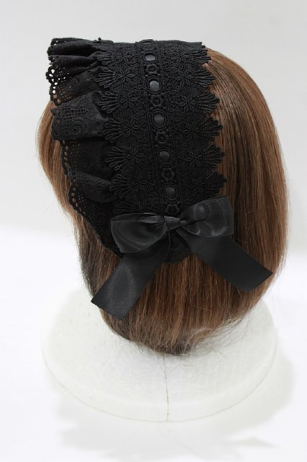 画像2: MIHO MATSUDA / レースヘッドドレス  ブラック H-26-02-10-073-GO-AC-KB-ZH (2)