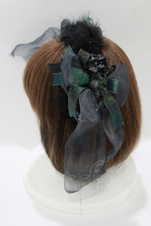 画像2: Atelier Beatrice / フェザーコサージュカチューシャ  ブラック H-26-02-10-074-GO-AC-KB-ZH (2)